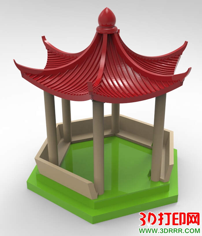 中国八角亭子3D打印模型免费下载
