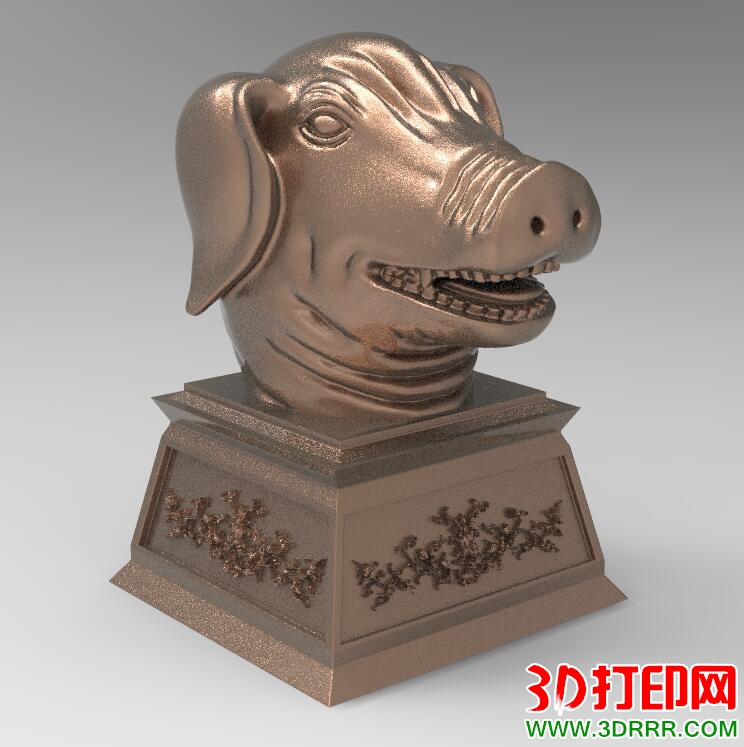 圆明园十二生肖兽首-猪3D打印模型