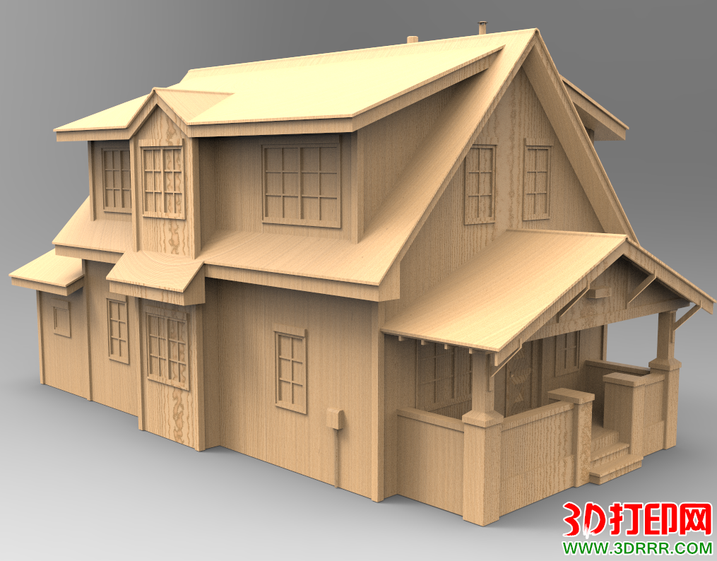 两层普通房子3D打印模型下载