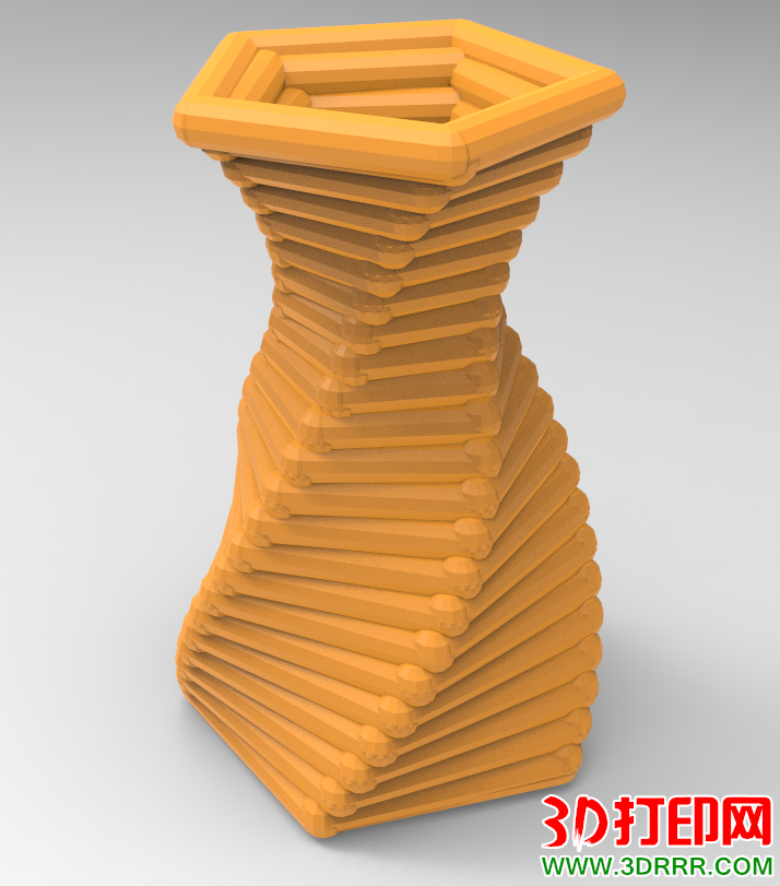 五边形扭转花瓶3D打印模型