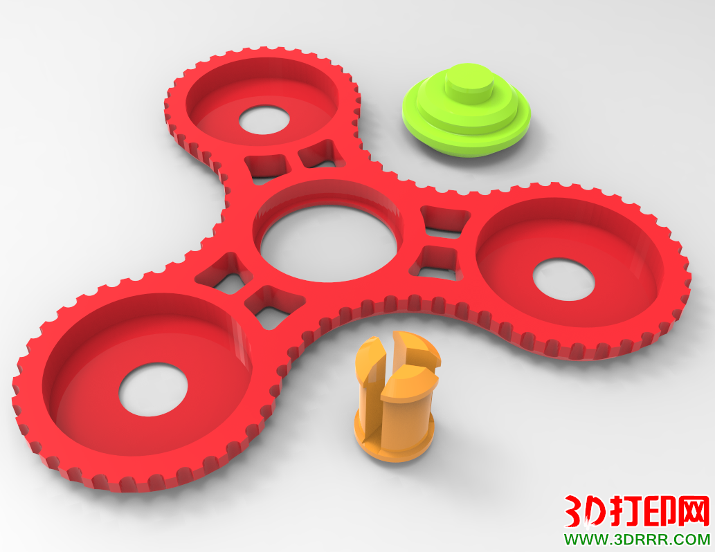 指尖陀螺（三个圆齿轮边）3D打印
