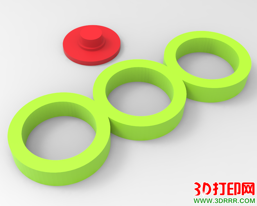 指尖陀螺（简单直线三圆）3D打印模型