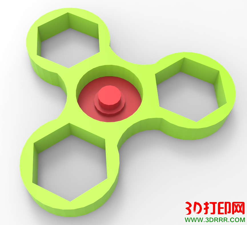 指尖陀螺（简单三圆装六角螺母）3D打印模型
