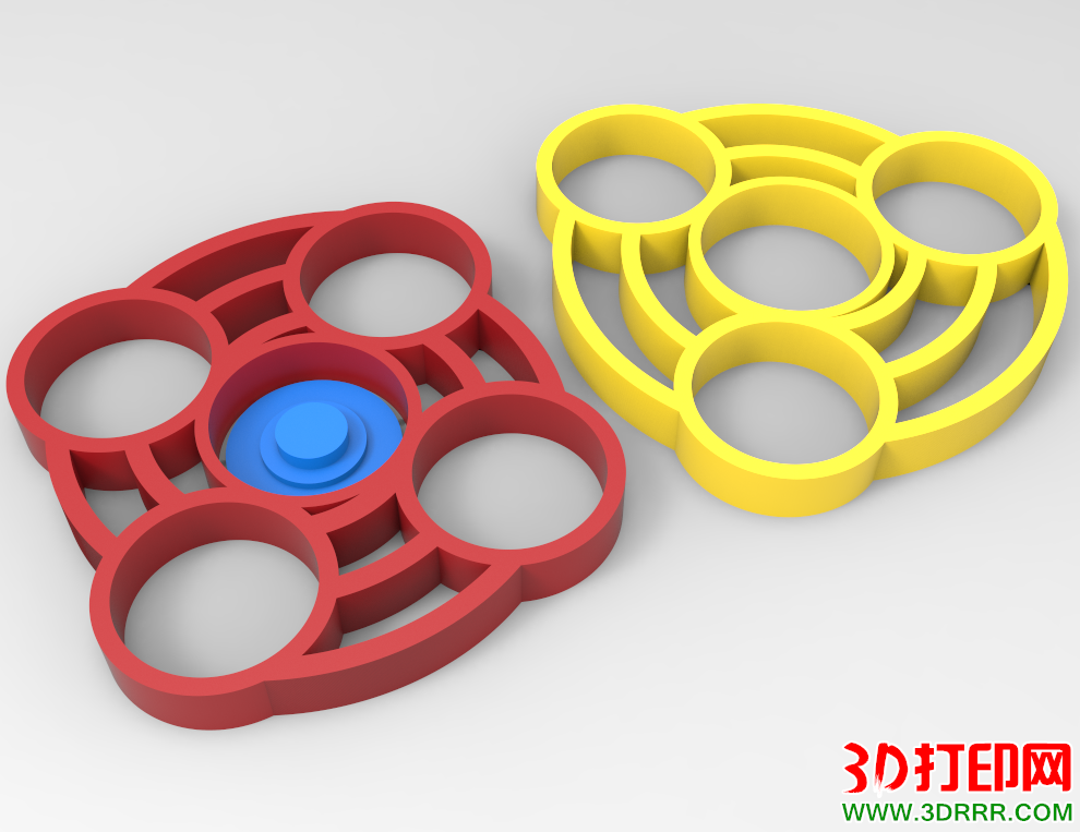 指尖陀螺（三圆和四圆）3D打印模型