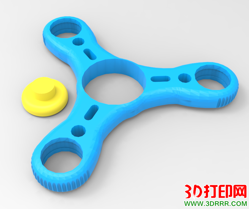 指尖陀螺（三个圆齿边）3D打印模型
