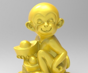猴年猴子元宝3D打印模型免费下载（STL格式）