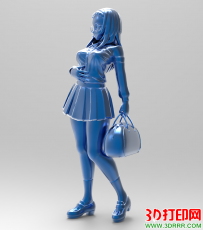 拎着包的动漫美女人物3D打印模型下载（OBJ格式）