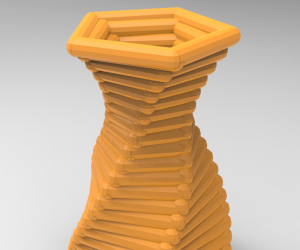 五边形扭转花瓶3D打印模型下载（STL格式）