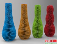 4个波纹花瓶3D打印模型免费下载（STL模型）