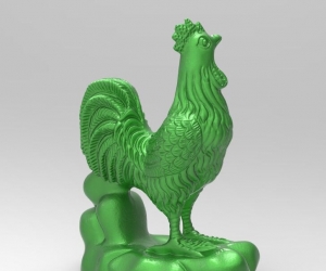 十二生肖圆雕—鸡3D打印模型下载（STL模型）