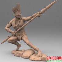 拿着长矛的印第安人3D打印模型免费下载（STL模型）