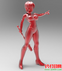 拿着棒槌动的动漫美女人物3D打印模型下载(OBJ文件)
