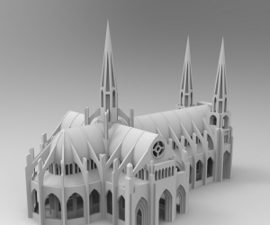 哥特式大教堂-巴黎圣母院3D打印模型下载
