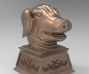 圆明园十二生肖兽首-猪3D打印模型
