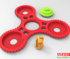 指尖陀螺（三个圆齿轮边）3D打印模型下载（STL文件）