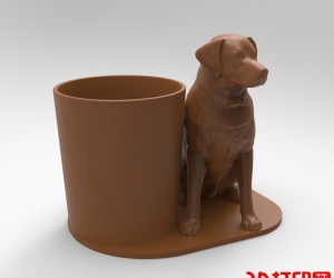 狗狗笔筒3D打印模型下载（STL格式）