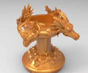 四条龙烛台3D打印模型下载（STL格式）