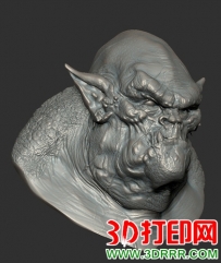 长耳朵的恶魔头像3D打印模型免费下载（OBJ文件）