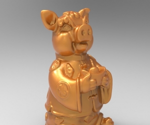 十二生肖人像3D打印模型-猪（STL格式）