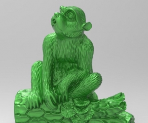 十二生肖圆雕—猴3D打印模型下载（STL格式）