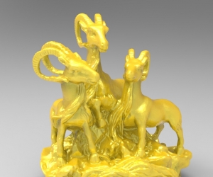 三羊开泰桌面摆件3D打印模型免费下载（STL格式）