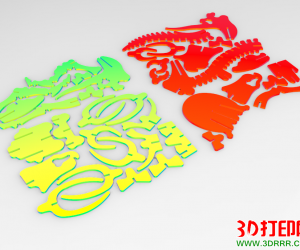 三角恐龙骨架拼图3D打印模型下载（STL模型）
